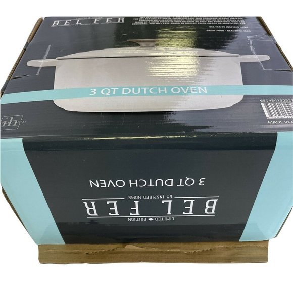 NEW BEL FER White Enameled Cast Iron 3 qt Dutch Oven Heavy-Duty limited edition - Picture 9 of 10